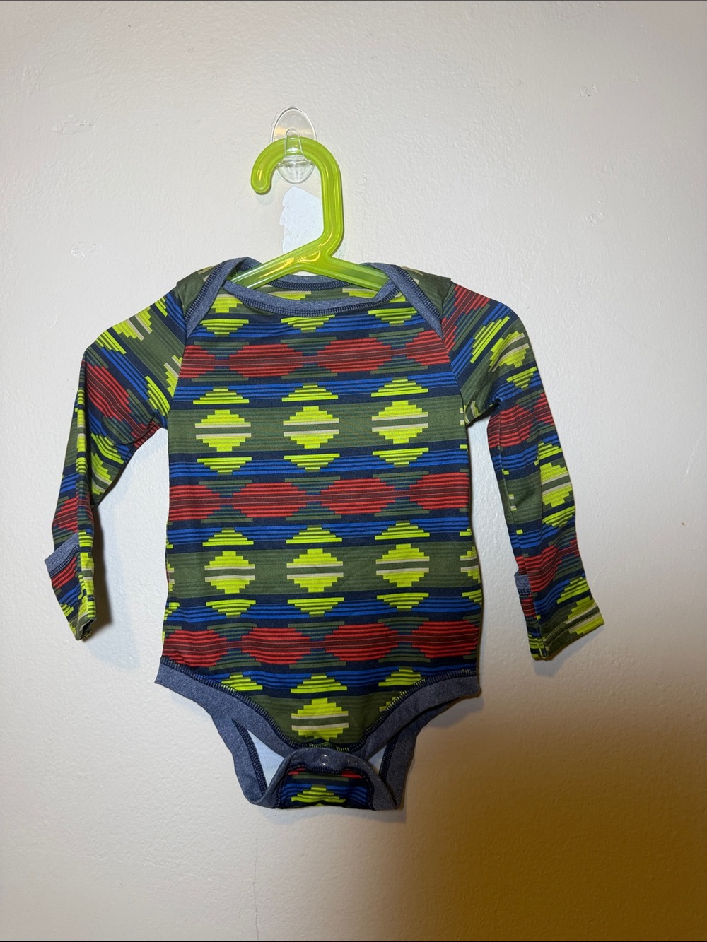 Patagonia Long-Sleeve Geo Print One-Piece - Green/Blue/Red